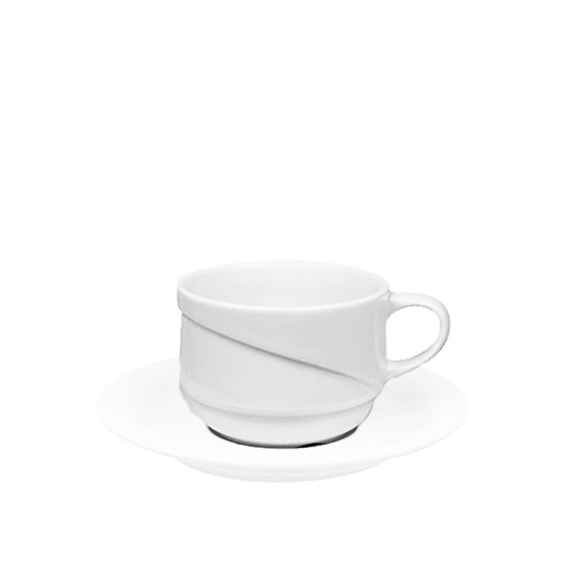 Φλιτζάνι Cappuccino/Τσαγιού Με Πιάτο Στοιβαζόμενο Πορσελάνινο 230ml Φ11.5cm Λευκό X-Tanbul Gural Porselen
