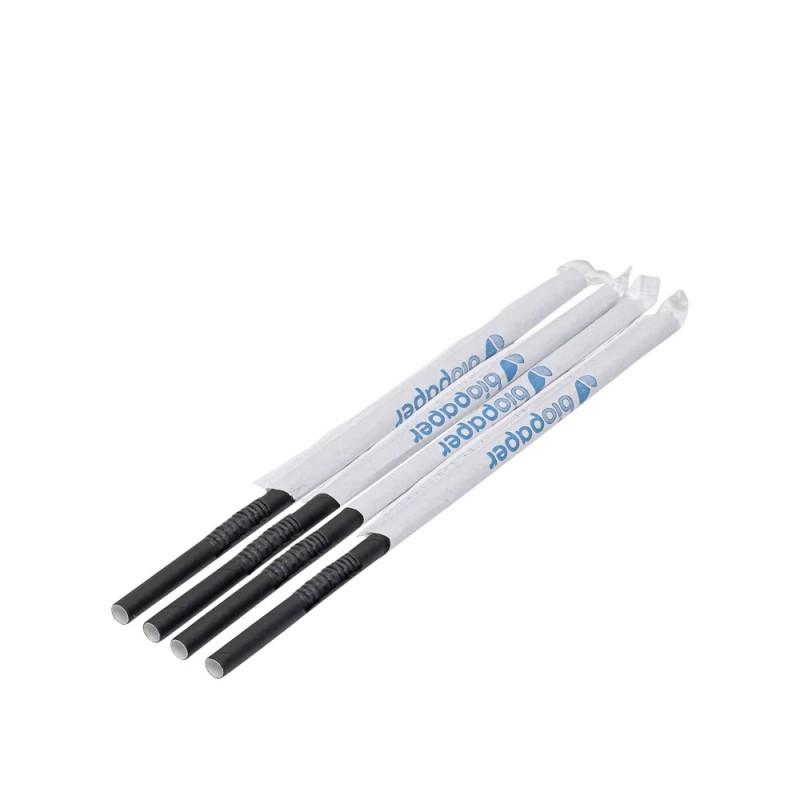 Καλαμάκια Σπαστά Χάρτινα Φ0.55xΜ22cm Μαύρα Συσκευασμένα 1/1 250Τμχ