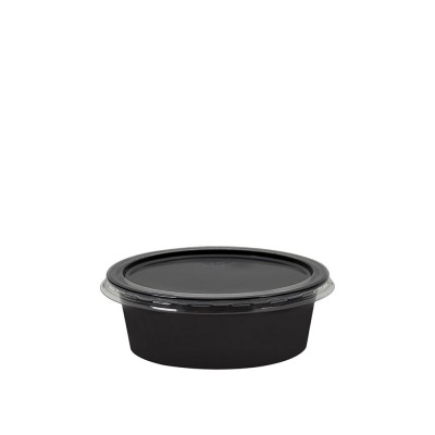 Σωσάκι PP 60ml 2oz Φ7xΥ2.3cm Μαύρο Με Διάφανο PET Καπάκι 100Τμχ