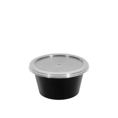 Σωσάκι PP 120ml 4oz Φ7.5xΥ4.5cm Μαύρο Με Διάφανο PET Καπάκι 50Τμχ Σωσάκι PP 120ml 4oz Φ7.5xΥ4.5cm Μαύρο Με Διάφανο PET Καπάκι 50Τμχ