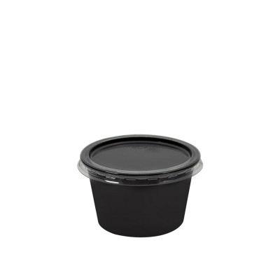 Σωσάκι PP 120ml 4oz Φ7xΥ4.3cm Μαύρο Με Διάφανο PET Καπάκι 100Τμχ