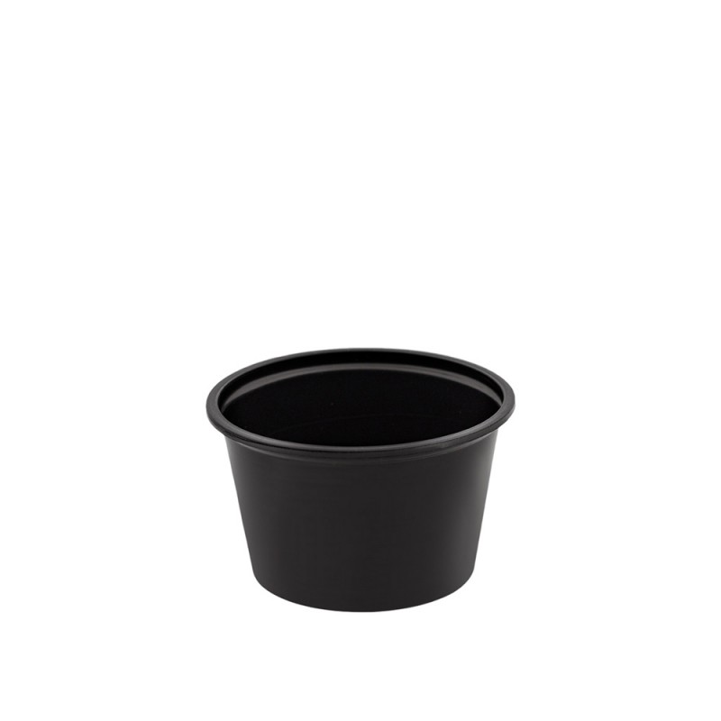 Σωσάκι PP 120ml 4oz Φ7xΥ4.3cm Μαύρο Με Διάφανο PET Καπάκι 100Τμχ Σωσάκι PP 120ml 4oz Φ7xΥ4.3cm Μαύρο Με Διάφανο PET Καπάκι 100Τμχ