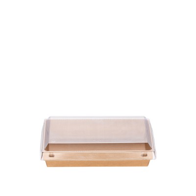 Σκεύος Φαγητού Χάρτινο Κραφτ 500ml Μ17xΠ11xΥ4.5cm Με Καπάκι Pet Ασφαλείας 30Τμχ