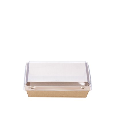 Σκεύος Φαγητού Χάρτινο Κραφτ 700ml Μ17xΠ13xΥ5.5cm Με Καπάκι Pet Ασφαλείας 25Τμχ