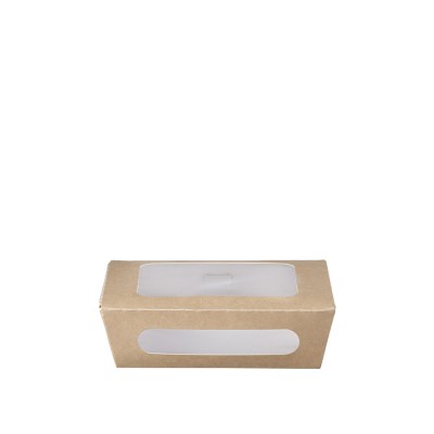 Κουτί Φαγητού Χάρτινο Κραφτ 750ml Μ16xΠ12xΥ5cm Με Επίστρωση PE Και Διπλό PET Παράθυρο 50Τμχ