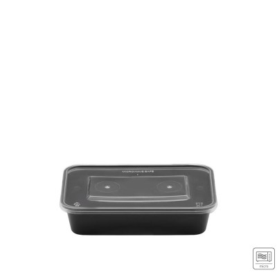 Σκεύος Φαγητού Για Μικροκύματα PP 500ml Μ17.7xΠ12.5xΥ4cm Μαύρο Με Διάφανο Καπάκι 50Τμχ