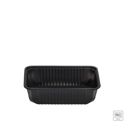 Σκεύος Φαγητού Για Μικροκύματα PP 750ml Μ18xΠ13xΥ5cm Μαύρο Ripple 50Τμχ