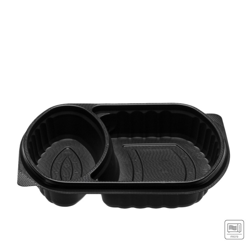 Σκεύος Φαγητού Για Μικροκύματα PP 1050ml Μ24.5xΠ20xΥ4.3cm Μαύρο Με 2 Χωρίσματα Ν.129 50Τμχ Σκεύος Φαγητού Για Μικροκύματα PP 1050ml Μ24.5xΠ20xΥ4.3cm Μαύρο Με 2 Χωρίσματα Ν.129 50Τμχ
