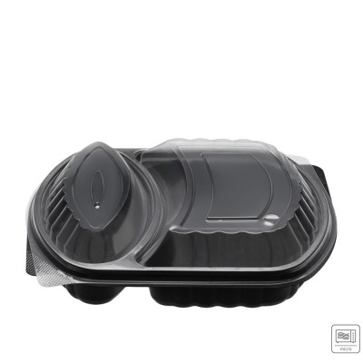 Σκεύος Φαγητού Για Μικροκύματα PP 1050ml Μ24.5xΠ20xΥ4.3cm Μαύρο Με 2 Χωρίσματα Ν.129 50Τμχ Σκεύος Φαγητού Για Μικροκύματα PP 1050ml Μ24.5xΠ20xΥ4.3cm Μαύρο Με 2 Χωρίσματα Ν.129 50Τμχ