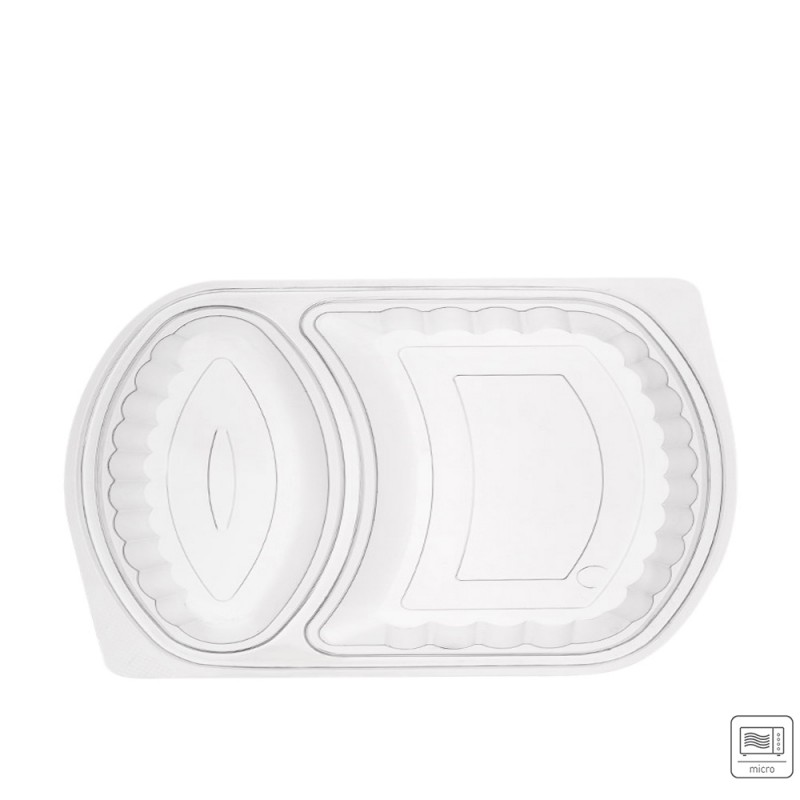 Καπάκι Για Μικροκύματα PP Μ24.5xΠ20cm Διάφανο Για Σκεύος Φαγητού Με 2 Χωρίσματα Ν.129 50Τμχ