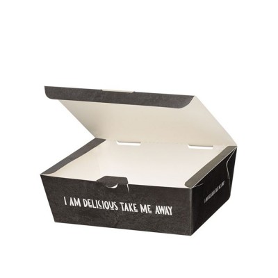 Κουτί Για Διπλό Burger Αυτόματο Χάρτινο Μ20xΠ14.5xΥ7.5cm Με Επίστρωση PE Και Σχέδιο Take Me Away 25Τμχ