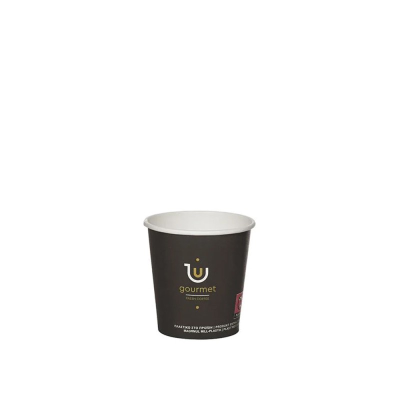 Ποτήρι Μίας Χρήσης Χάρτινο 4oz Φ6.2cm Single Wall Μαύρο Με Σχέδιο Και Επίστρωση PE Gourmet 50Τμχ Ποτήρι Μίας Χρήσης Χάρτινο 4oz Φ6.2cm Single Wall Μαύρο Με Σχέδιο Και Επίστρωση PE Gourmet 50Τμχ