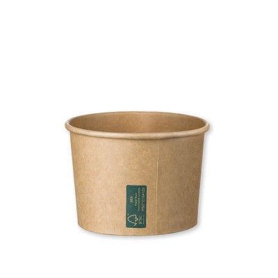 Μπωλ Παγωτού Στρογγυλό Χάρτινο Κραφτ 8oz Φ9xΥ6.4cm Με Επίστρωση PE 50Τμχ