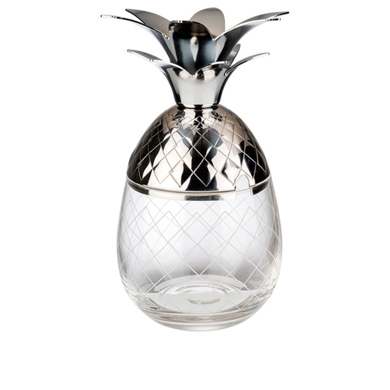 Ποτήρι Ανανάς Γυάλινο 350ml Φ8.5xΥ17.5cm Με Ανοξείδωτο Καπάκι APS