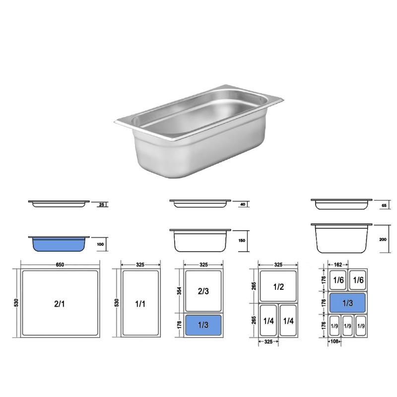 Σκεύος Gastronorm 1/3 Ανοξείδωτο Μ32.5xΠ17.3xΒ10cm GTSA Σκεύος Gastronorm 1/3 Ανοξείδωτο Μ32.5xΠ17.3xΒ10cm GTSA