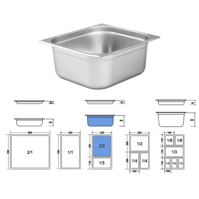 Σκεύος Gastronorm 2/3 Ανοξείδωτο Μ35xΠ32.5xΒ15cm GTSA Σκεύος Gastronorm 2/3 Ανοξείδωτο Μ35xΠ32.5xΒ15cm GTSA