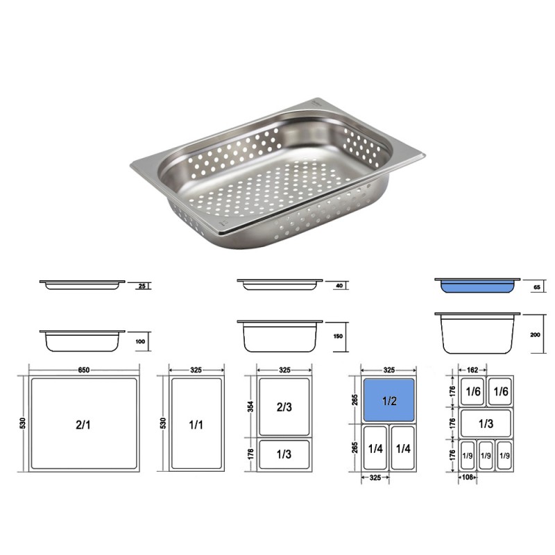 Σκεύος Gastronorm 1/2 Διάτρητο Ανοξείδωτο Μ32.5xΠ26.5xΒ6.5cm GTSA Σκεύος Gastronorm 1/2 Διάτρητο Ανοξείδωτο Μ32.5xΠ26.5xΒ6.5cm GTSA