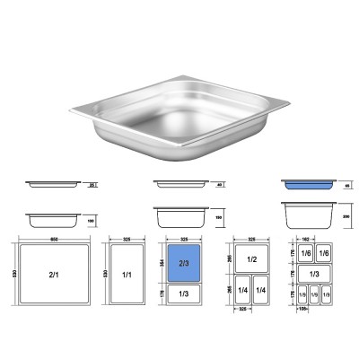Σκεύος Gastronorm 2/3 Ανοξείδωτο Μ35xΠ32.5xΒ6.5cm GTSA Σκεύος Gastronorm 2/3 Ανοξείδωτο Μ35xΠ32.5xΒ6.5cm GTSA