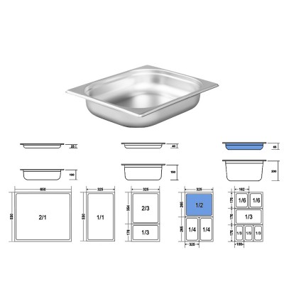 Σκεύος Gastronorm 1/2 Ανοξείδωτο Μ32.5xΠ26.5xΒ6.5cm GTSA Σκεύος Gastronorm 1/2 Ανοξείδωτο Μ32.5xΠ26.5xΒ6.5cm GTSA
