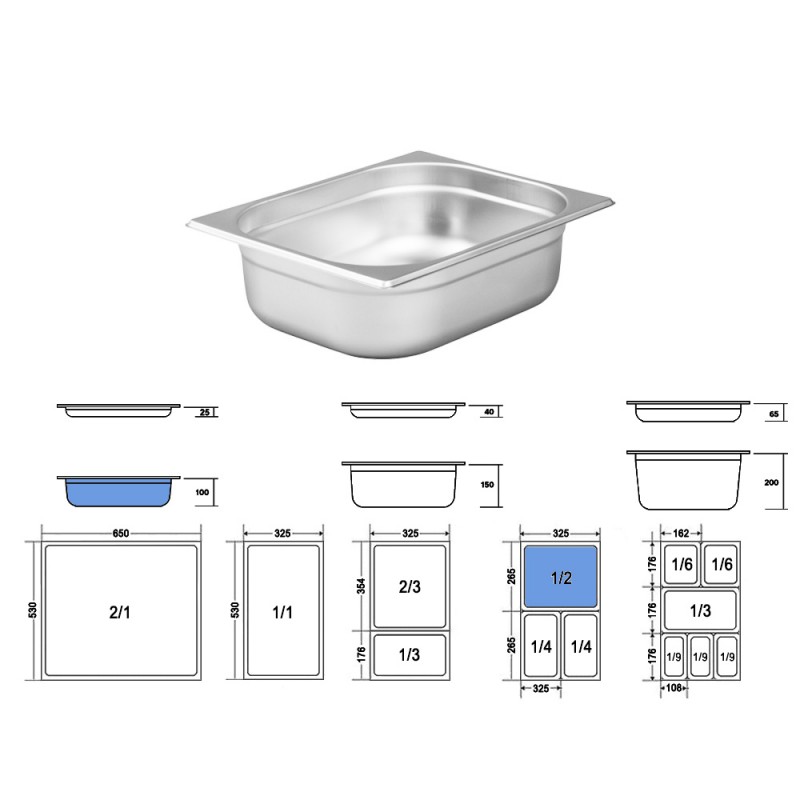 Σκεύος Gastronorm 1/2 Ανοξείδωτο Μ32.5xΠ26.5xΒ10cm GTSA Σκεύος Gastronorm 1/2 Ανοξείδωτο Μ32.5xΠ26.5xΒ10cm GTSA