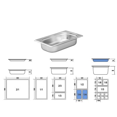 Σκεύος Gastronorm 1/4 Ανοξείδωτο Μ26.5xΠ16.2xΒ6.5cm GTSA Σκεύος Gastronorm 1/4 Ανοξείδωτο Μ26.5xΠ16.2xΒ6.5cm GTSA
