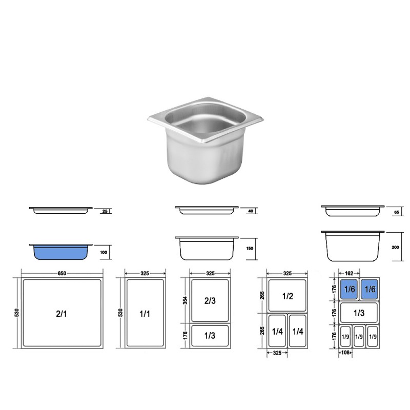 Σκεύος Gastronorm 1/6 Ανοξείδωτο Μ17.3xΠ16.2xΒ10cm GTSA Σκεύος Gastronorm 1/6 Ανοξείδωτο Μ17.3xΠ16.2xΒ10cm GTSA