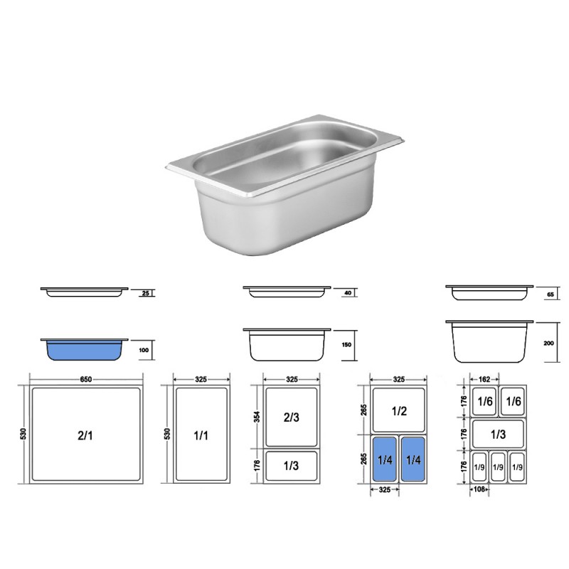 Σκεύος Gastronorm 1/4 Ανοξείδωτο Μ26.5xΠ16.2xΒ10cm GTSA Σκεύος Gastronorm 1/4 Ανοξείδωτο Μ26.5xΠ16.2xΒ10cm GTSA