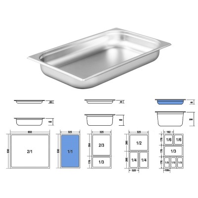 Σκεύος Gastronorm 1/1 Ανοξείδωτο Μ53xΠ32.5xΒ6.5cm GTSA Σκεύος Gastronorm 1/1 Ανοξείδωτο Μ53xΠ32.5xΒ6.5cm GTSA