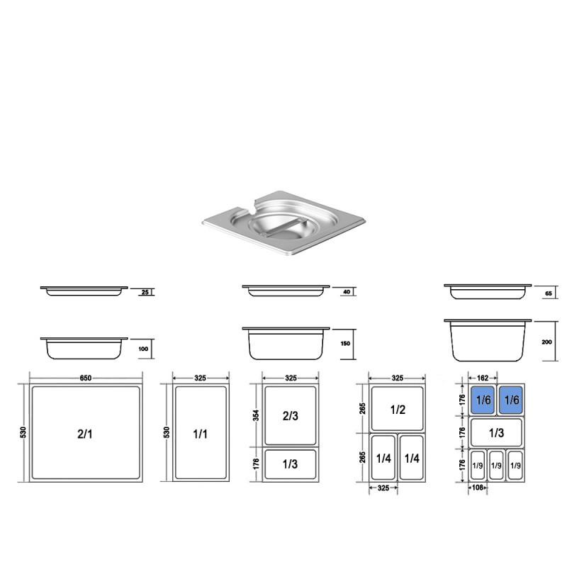 Καπάκι Gastronorm 1/6 Με Εγκοπή Ανοξείδωτο Μ17.3xΠ16.2cm GTSA Καπάκι Gastronorm 1/6 Με Εγκοπή Ανοξείδωτο Μ17.3xΠ16.2cm GTSA