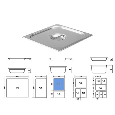 Καπάκι Gastronorm 2/3 Ανοξείδωτο Μ35xΠ32.5cm GTSA Καπάκι Gastronorm 2/3 Ανοξείδωτο Μ35xΠ32.5cm GTSA