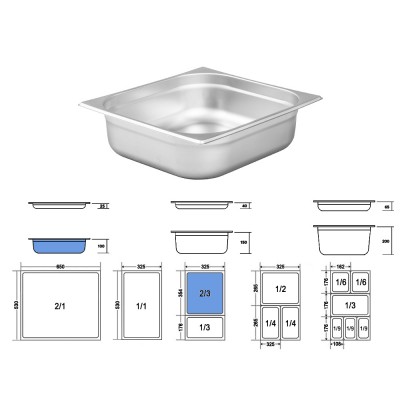 Σκεύος Gastronorm 2/3 Ανοξείδωτο Μ35xΠ32.5xΒ10cm GTSA Σκεύος Gastronorm 2/3 Ανοξείδωτο Μ35xΠ32.5xΒ10cm GTSA