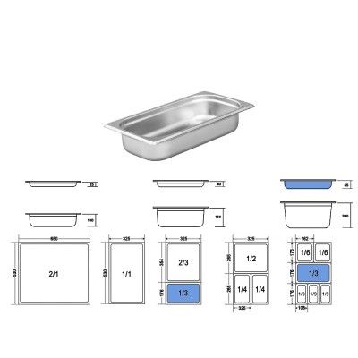 Σκεύος Gastronorm 1/3 Ανοξείδωτο Μ32.5xΠ17.3xΒ6.5cm GTSA Σκεύος Gastronorm 1/3 Ανοξείδωτο Μ32.5xΠ17.3xΒ6.5cm GTSA