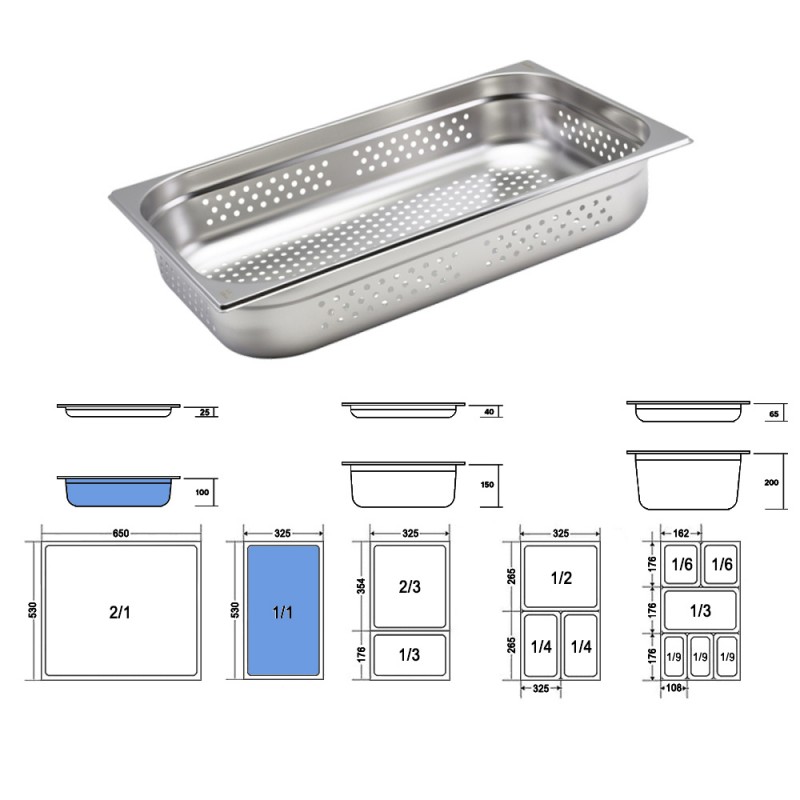 Σκεύος Gastronorm 1/1 Διάτρητο Ανοξείδωτο Μ53xΠ32.5xΒ10cm GTSA Σκεύος Gastronorm 1/1 Διάτρητο Ανοξείδωτο Μ53xΠ32.5xΒ10cm GTSA