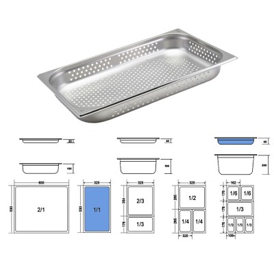 Σκεύος Gastronorm 1/1 Διάτρητο Ανοξείδωτο Μ53xΠ32.5xΒ6.5cm GTSA Σκεύος Gastronorm 1/1 Διάτρητο Ανοξείδωτο Μ53xΠ32.5xΒ6.5cm GTSA