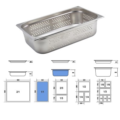 Σκεύος Gastronorm 1/1 Διάτρητο Ανοξείδωτο Μ53xΠ32.5xΒ15cm GTSA Σκεύος Gastronorm 1/1 Διάτρητο Ανοξείδωτο Μ53xΠ32.5xΒ15cm GTSA