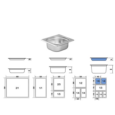 Σκεύος Gastronorm 1/6 Ανοξείδωτο Μ17.3xΠ16.2xΒ6.5cm GTSA Σκεύος Gastronorm 1/6 Ανοξείδωτο Μ17.3xΠ16.2xΒ6.5cm GTSA