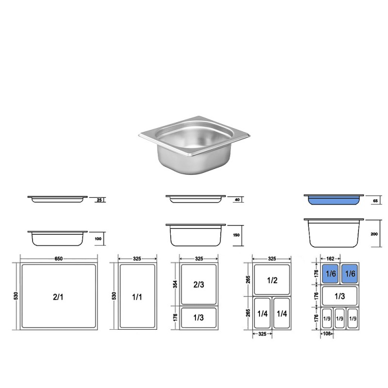 Σκεύος Gastronorm 1/6 Ανοξείδωτο Μ17.3xΠ16.2xΒ6.5cm GTSA Σκεύος Gastronorm 1/6 Ανοξείδωτο Μ17.3xΠ16.2xΒ6.5cm GTSA