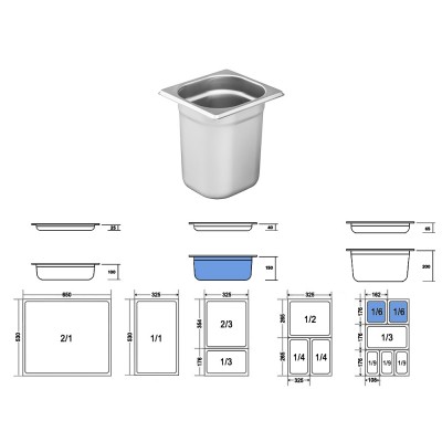 Σκεύος Gastronorm 1/6 Ανοξείδωτο Μ17.3xΠ16.2xΒ15cm GTSA Σκεύος Gastronorm 1/6 Ανοξείδωτο Μ17.3xΠ16.2xΒ15cm GTSA