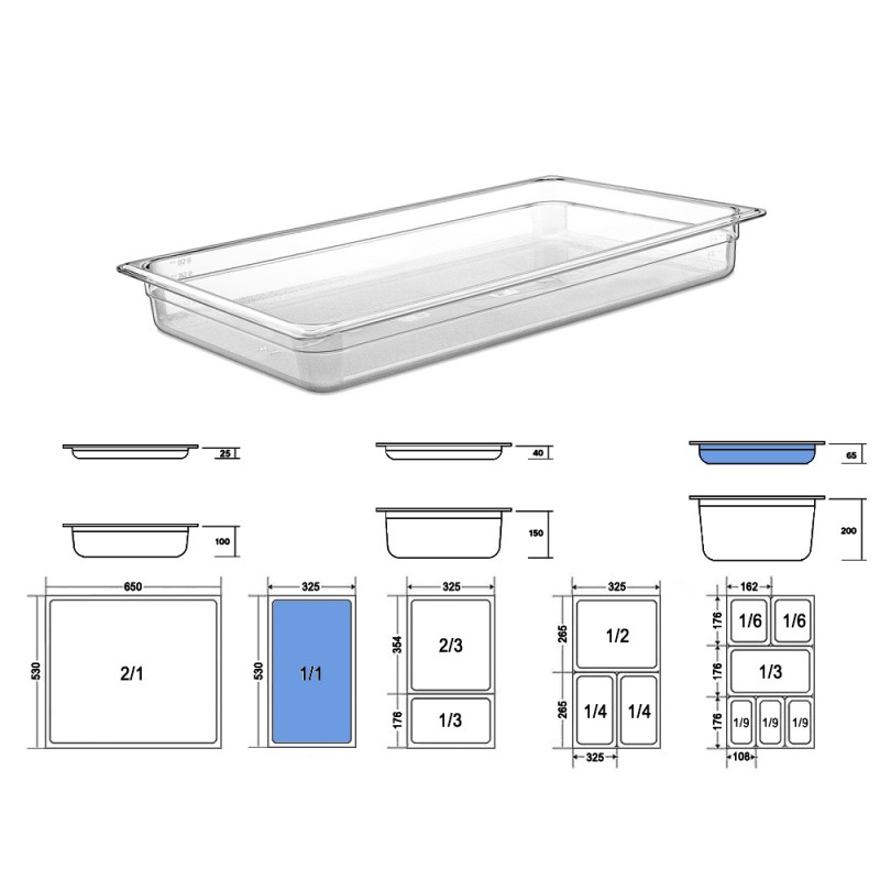 Σκεύος Gastronorm 1/1 PC Μ53xΠ32.5xΒ6.5cm Διάφανο GTSA Σκεύος Gastronorm 1/1 PC Μ53xΠ32.5xΒ6.5cm Διάφανο GTSA