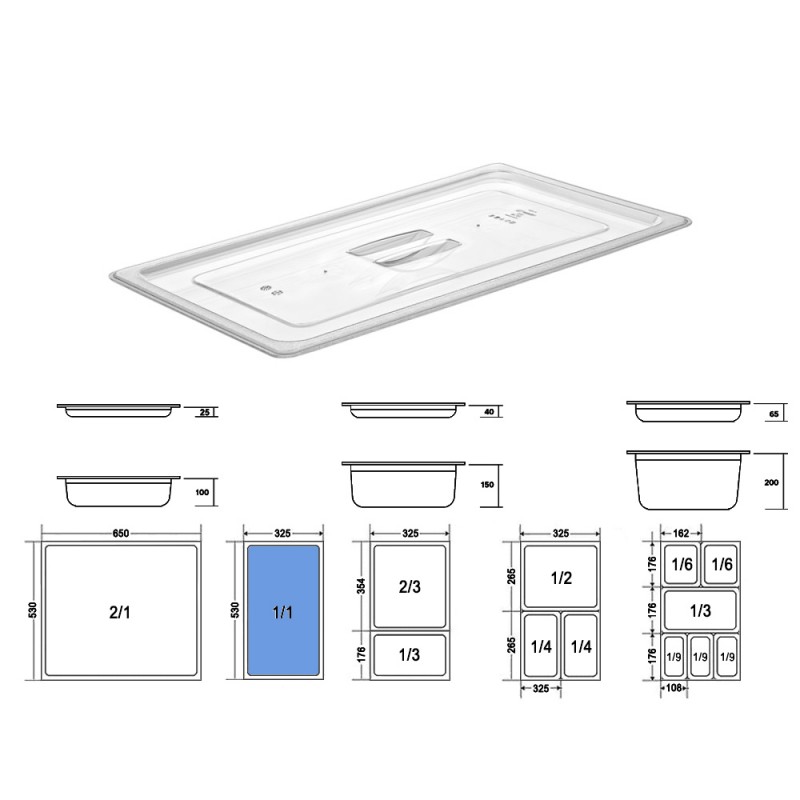 Καπάκι Gastronorm 1/1 PC Μ53xΠ32.5cm Διάφανο GTSA Καπάκι Gastronorm 1/1 PC Μ53xΠ32.5cm Διάφανο GTSA