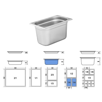 Σκεύος Gastronorm 1/4 Ανοξείδωτο Μ26.2xΠ16.2xΒ15cm GTSA Σκεύος Gastronorm 1/4 Ανοξείδωτο Μ26.2xΠ16.2xΒ15cm GTSA