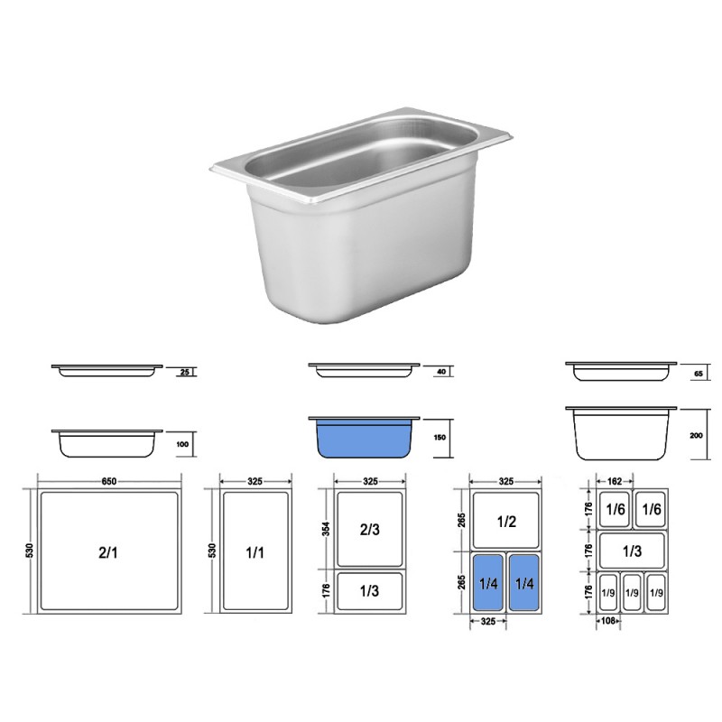 Σκεύος Gastronorm 1/4 Ανοξείδωτο Μ26.2xΠ16.2xΒ15cm GTSA Σκεύος Gastronorm 1/4 Ανοξείδωτο Μ26.2xΠ16.2xΒ15cm GTSA