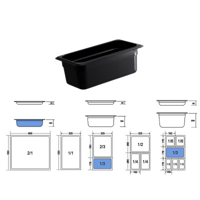 Σκεύος Gastronorm 1/3 PC Μ32.5xΠ17.3xΒ10cm Μαύρο GTSA Σκεύος Gastronorm 1/3 PC Μ32.5xΠ17.3xΒ10cm Μαύρο GTSA