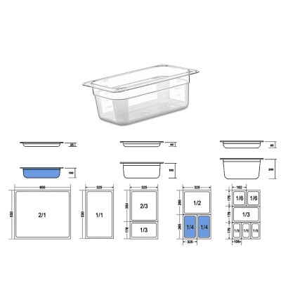 Σκεύος Gastronorm 1/4 PC Μ26.2xΠ16.2xΒ10cm Διάφανο GTSA Σκεύος Gastronorm 1/4 PC Μ26.2xΠ16.2xΒ10cm Διάφανο GTSA