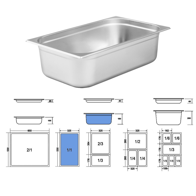 Σκεύος Gastronorm 1/1 Ανοξείδωτο Μ53xΠ32.5xΒ15cm GTSA Σκεύος Gastronorm 1/1 Ανοξείδωτο Μ53xΠ32.5xΒ15cm GTSA