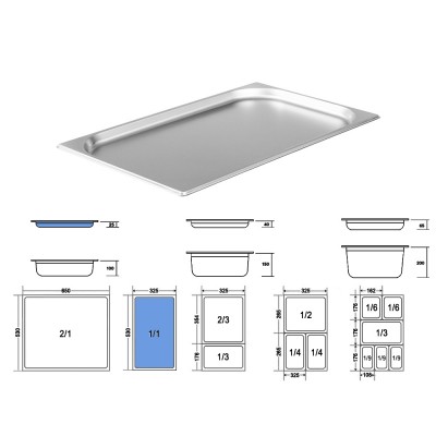 Σκεύος Gastronorm 1/1 Ανοξείδωτο Μ53xΠ32.5xΒ2.5cm GTSA Σκεύος Gastronorm 1/1 Ανοξείδωτο Μ53xΠ32.5xΒ2.5cm GTSA