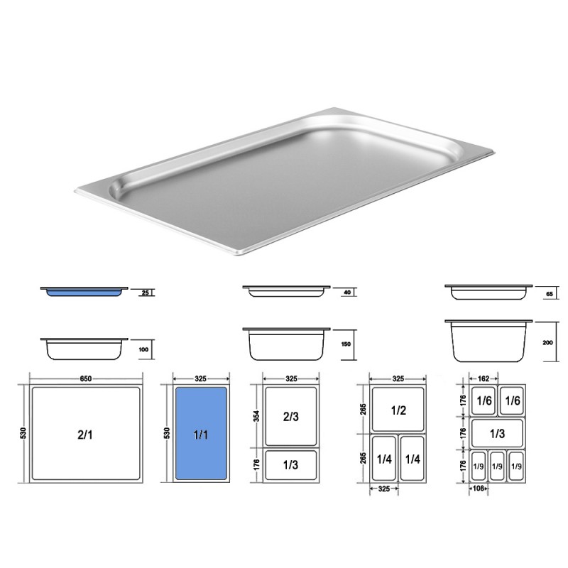 Σκεύος Gastronorm 1/1 Ανοξείδωτο Μ53xΠ32.5xΒ2.5cm GTSA Σκεύος Gastronorm 1/1 Ανοξείδωτο Μ53xΠ32.5xΒ2.5cm GTSA