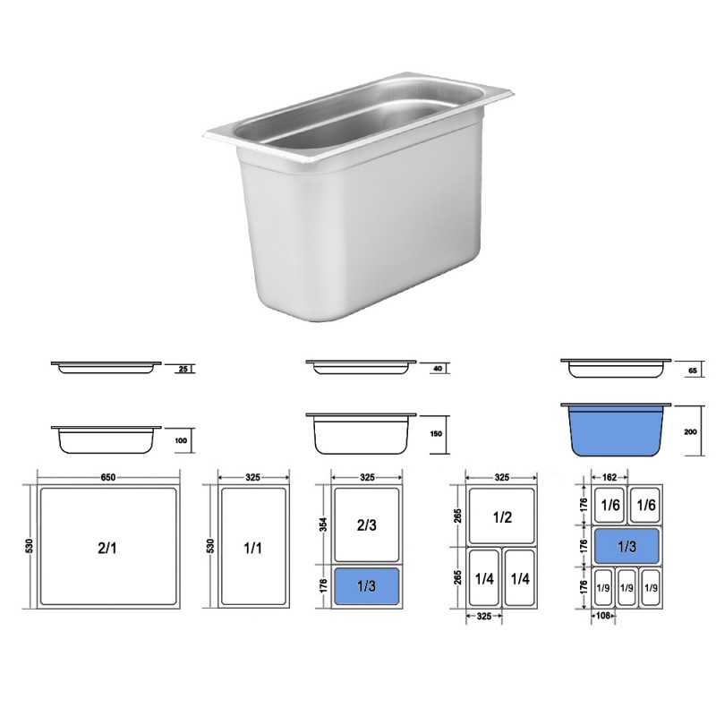 Σκεύος Gastronorm 1/3 Ανοξείδωτο Μ32.5xΠ17.3xΒ20cm GTSA Σκεύος Gastronorm 1/3 Ανοξείδωτο Μ32.5xΠ17.3xΒ20cm GTSA