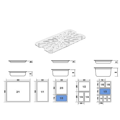 Σχάρα Στραγγίσματος GN 1/3 PC Μ25.9xΠ11cm GTSA