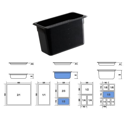 Σκεύος Gastronorm 1/3 PC Μ32.5xΠ17.3xΒ15cm Μαύρο GTSA Σκεύος Gastronorm 1/3 PC Μ32.5xΠ17.3xΒ15cm Μαύρο GTSA